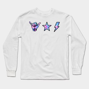 watercolor shaka, star and lightning sticker pack Long Sleeve T-Shirt